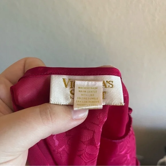 90s Victoria Secret Gold Label Red Floral Bodysuit Coquette Sheer Women's Small - Picture 8 of 8